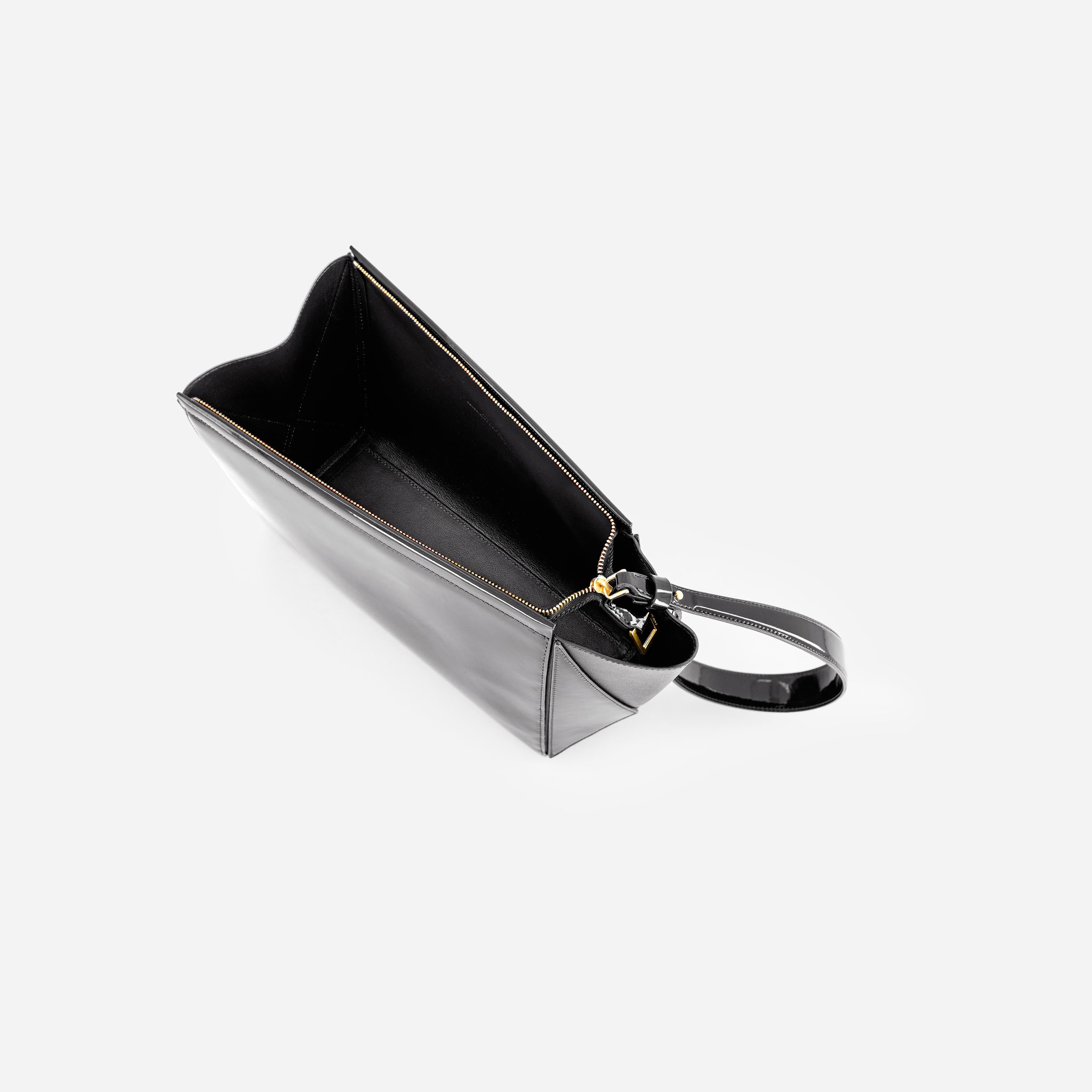 Large Triangle Pouch - Patent Black