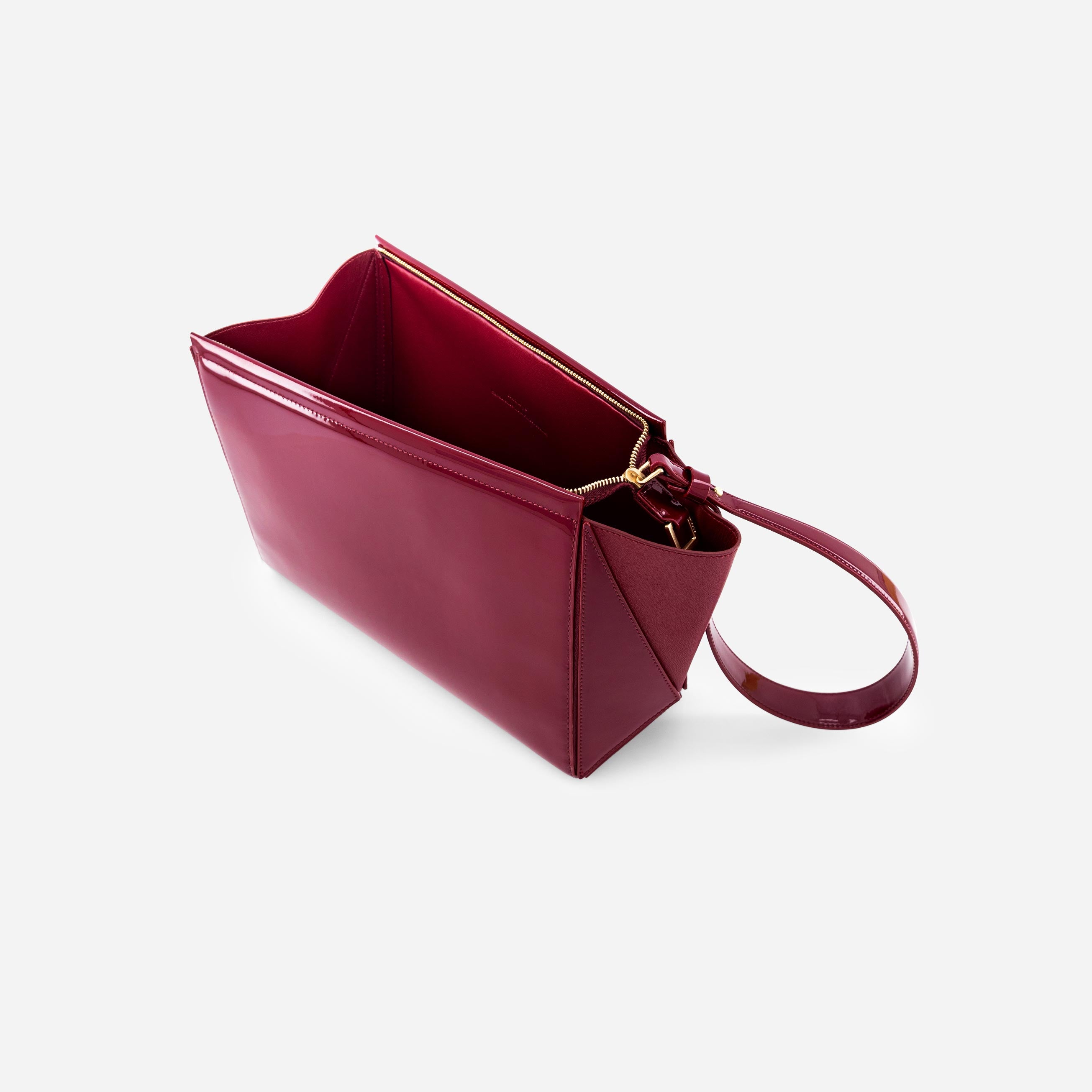 Large Triangle Pouch - Patent Bordeaux