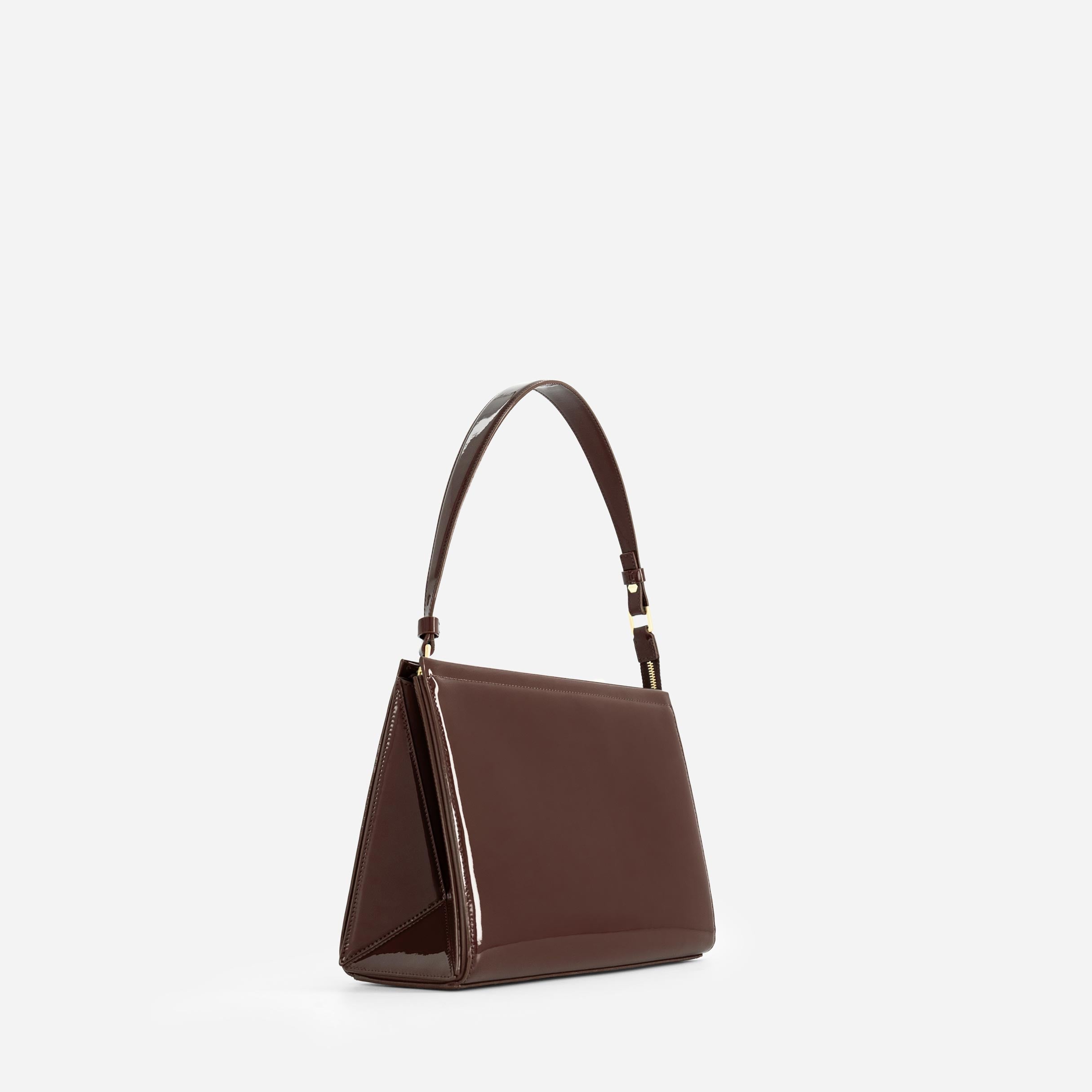 Large Triangle Pouch - Patent Brown