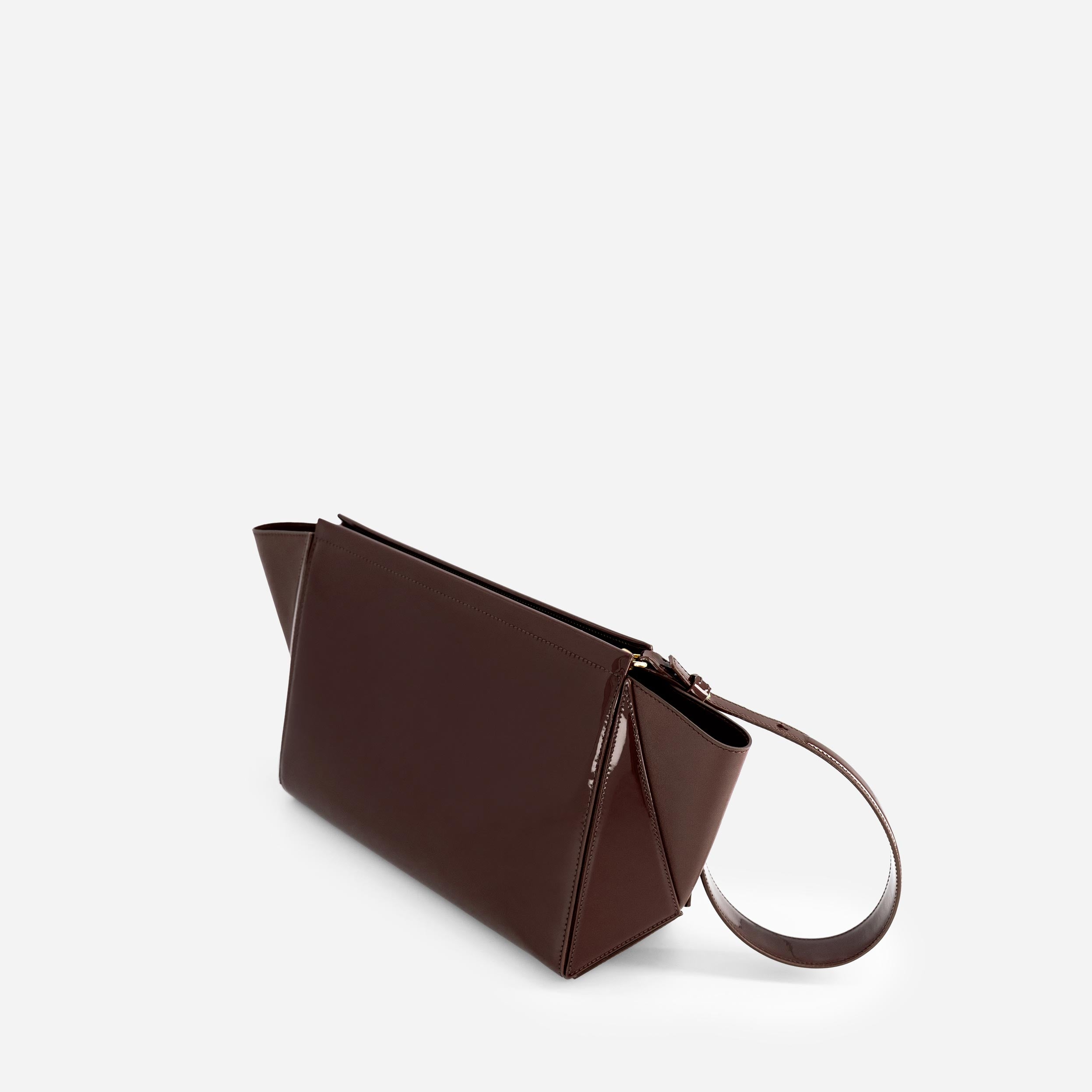 Large Triangle Pouch - Patent Brown