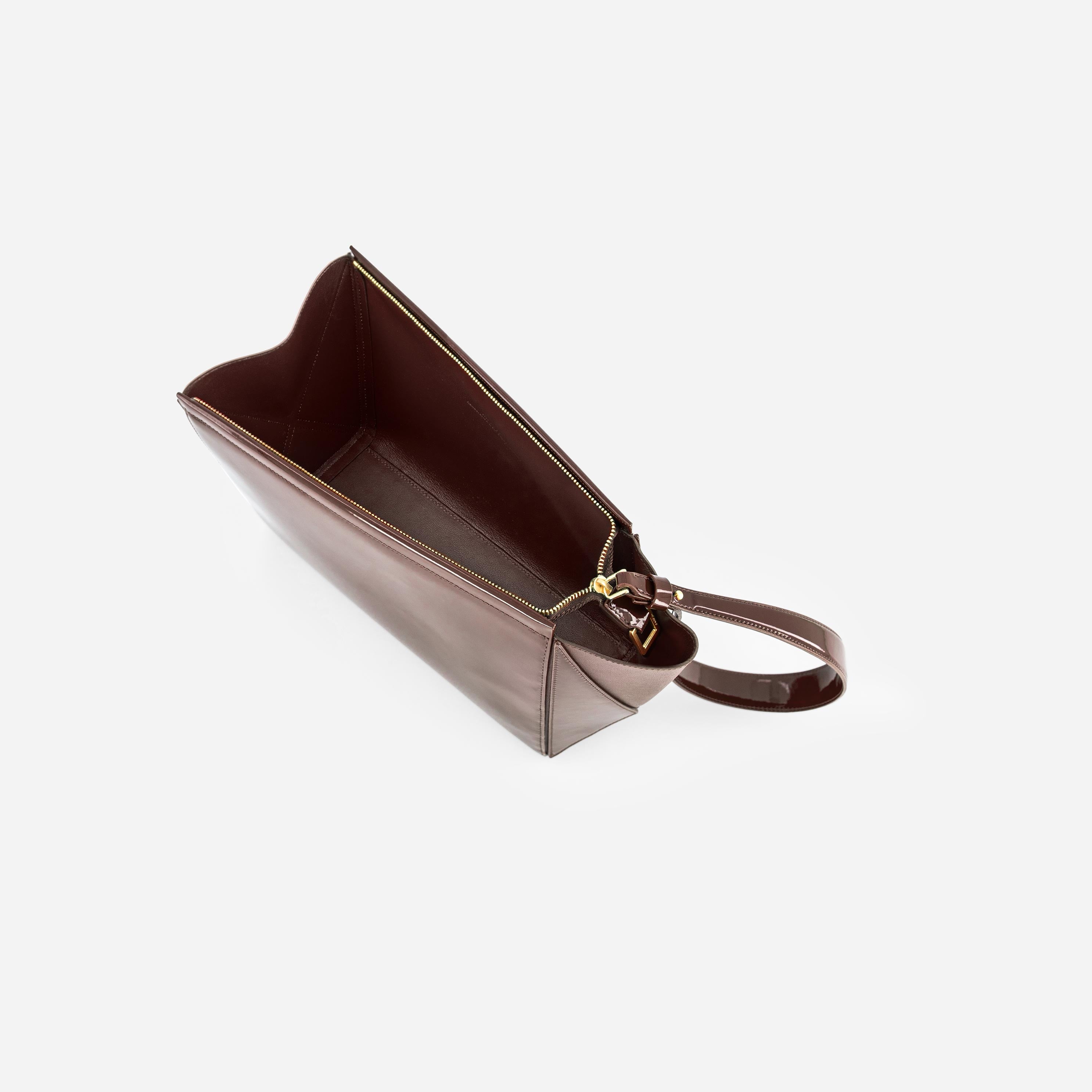 Large Triangle Pouch - Patent Brown