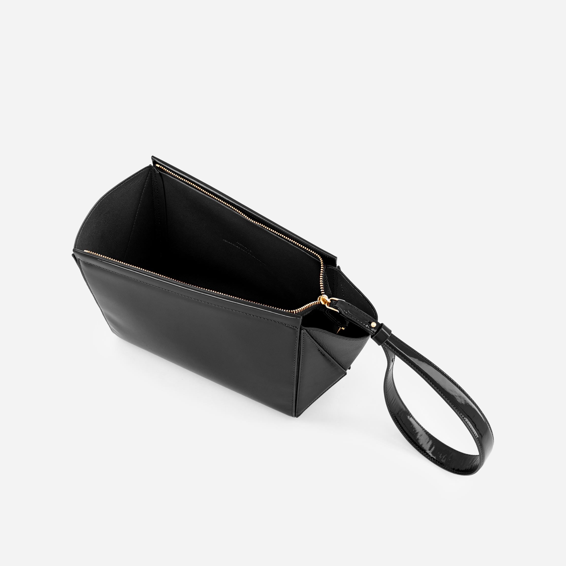 Medium Triangle Pouch - Patent Black