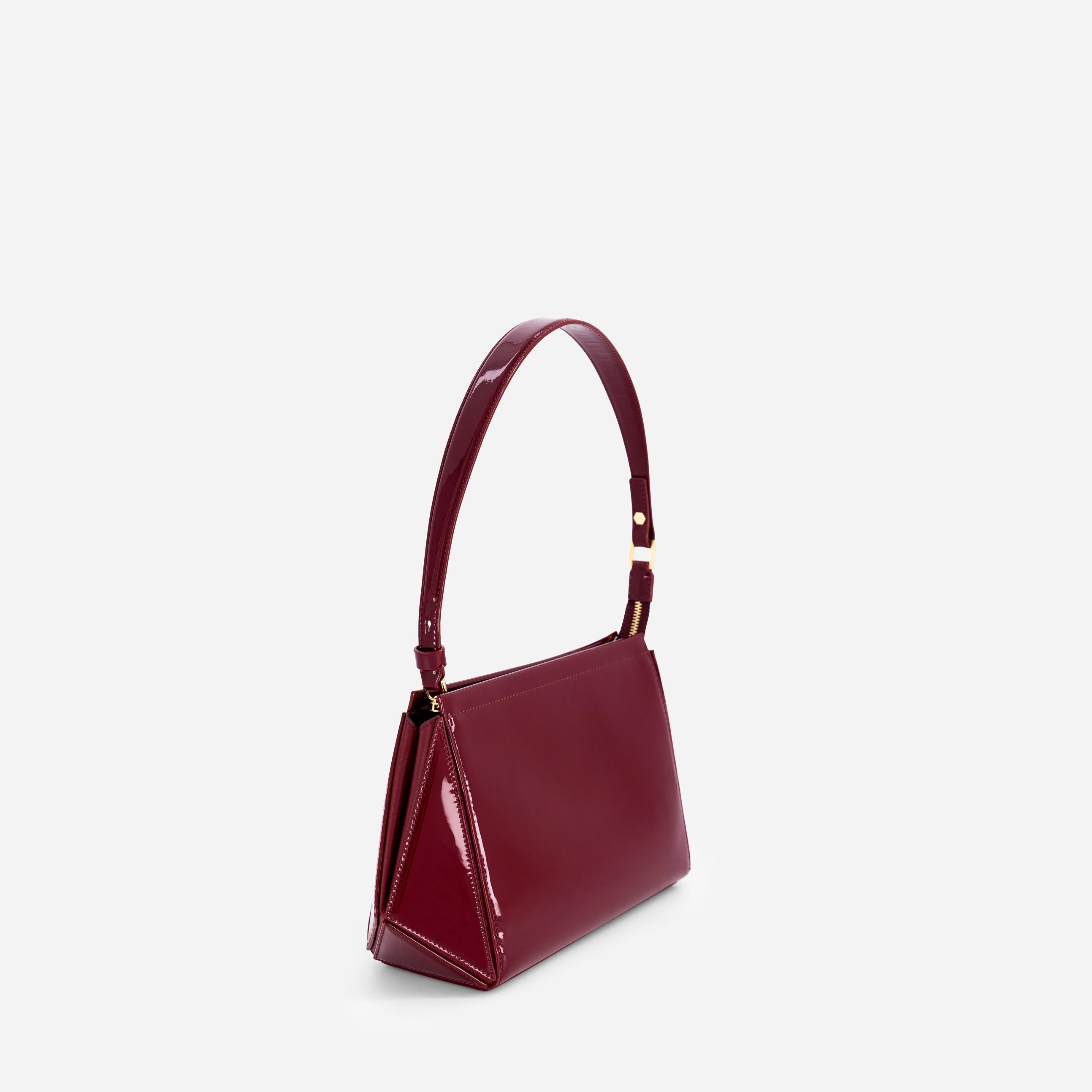 Medium Triangle Pouch - Patent Bordeaux