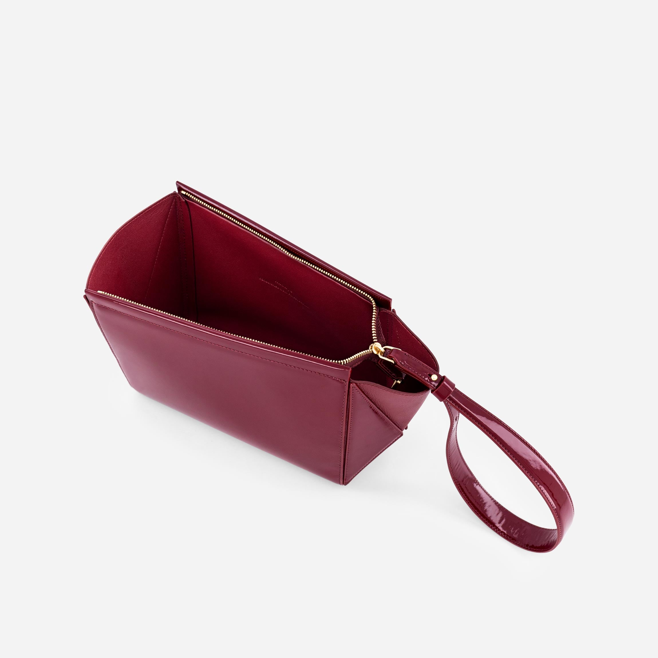 Medium Triangle Pouch - Patent Bordeaux