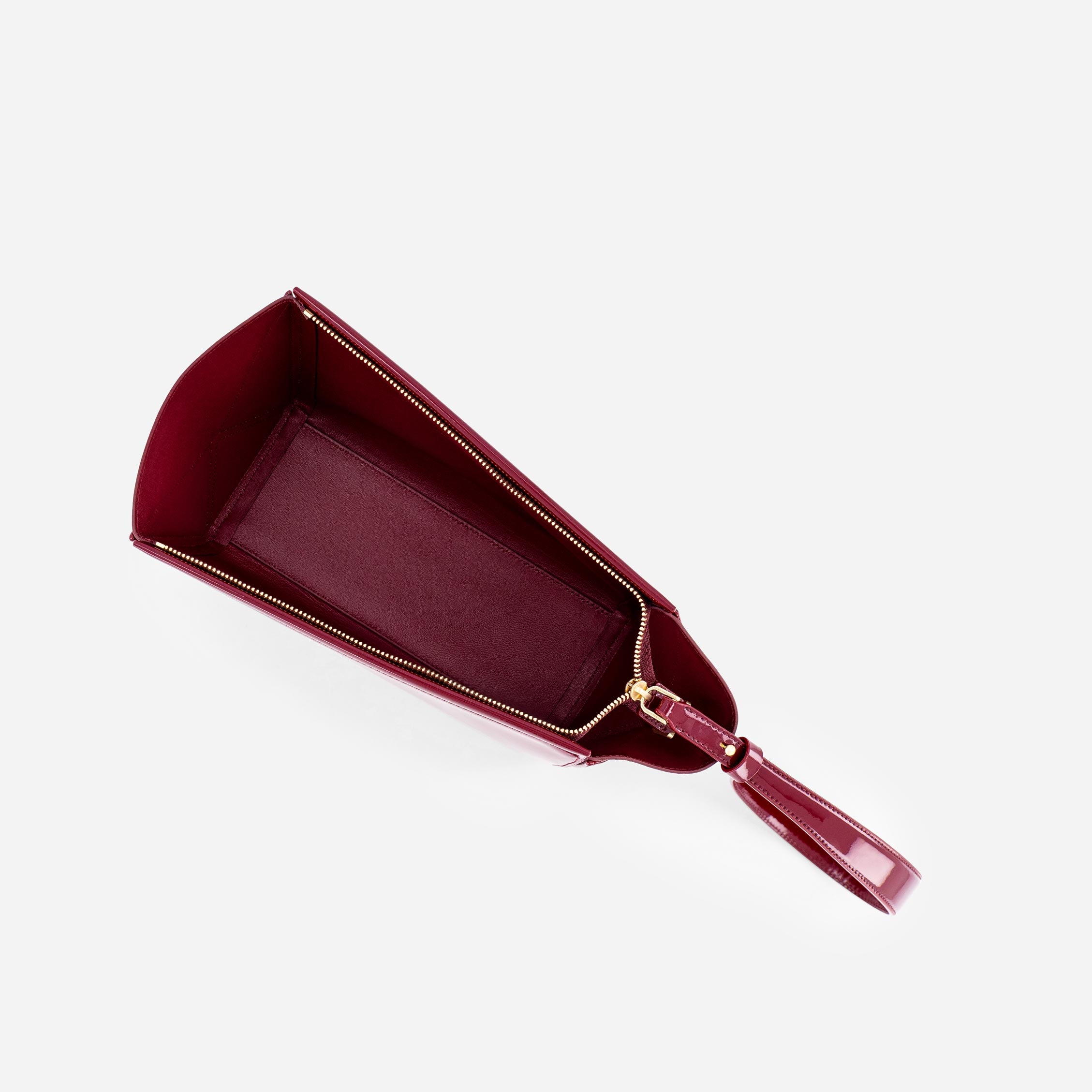 Medium Triangle Pouch - Patent Bordeaux