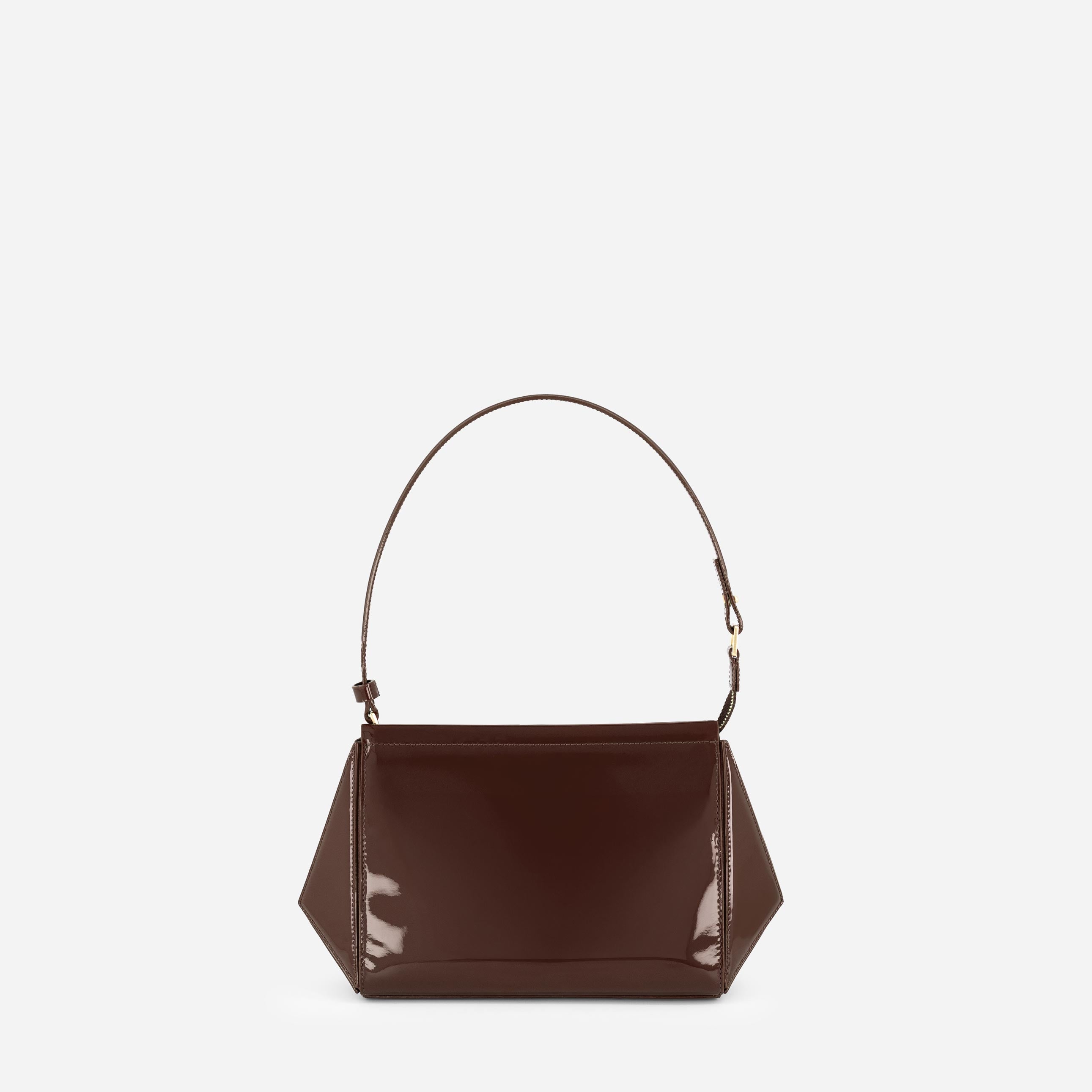 Medium Triangle Pouch - Patent Brown