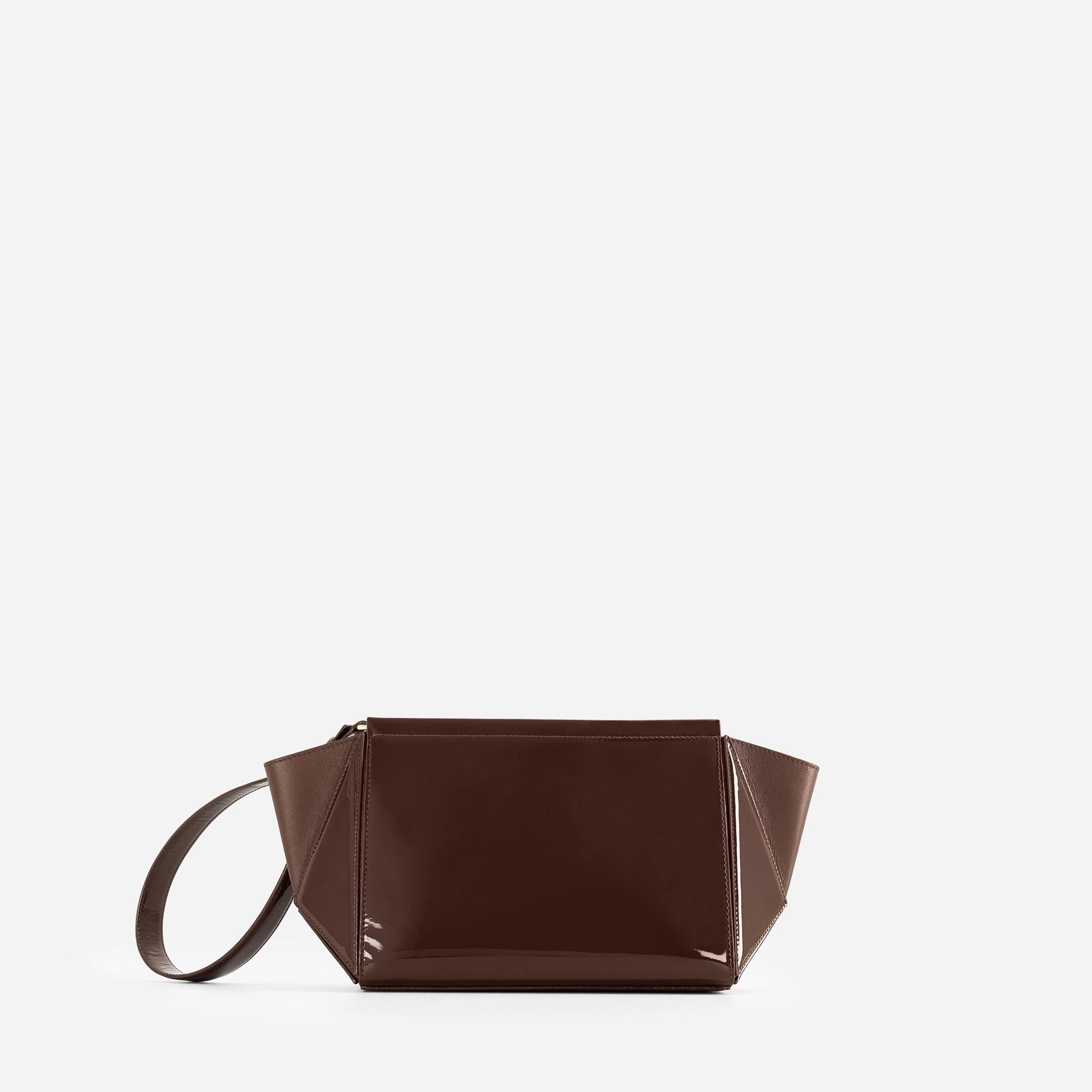 Medium Triangle Pouch - Patent Brown