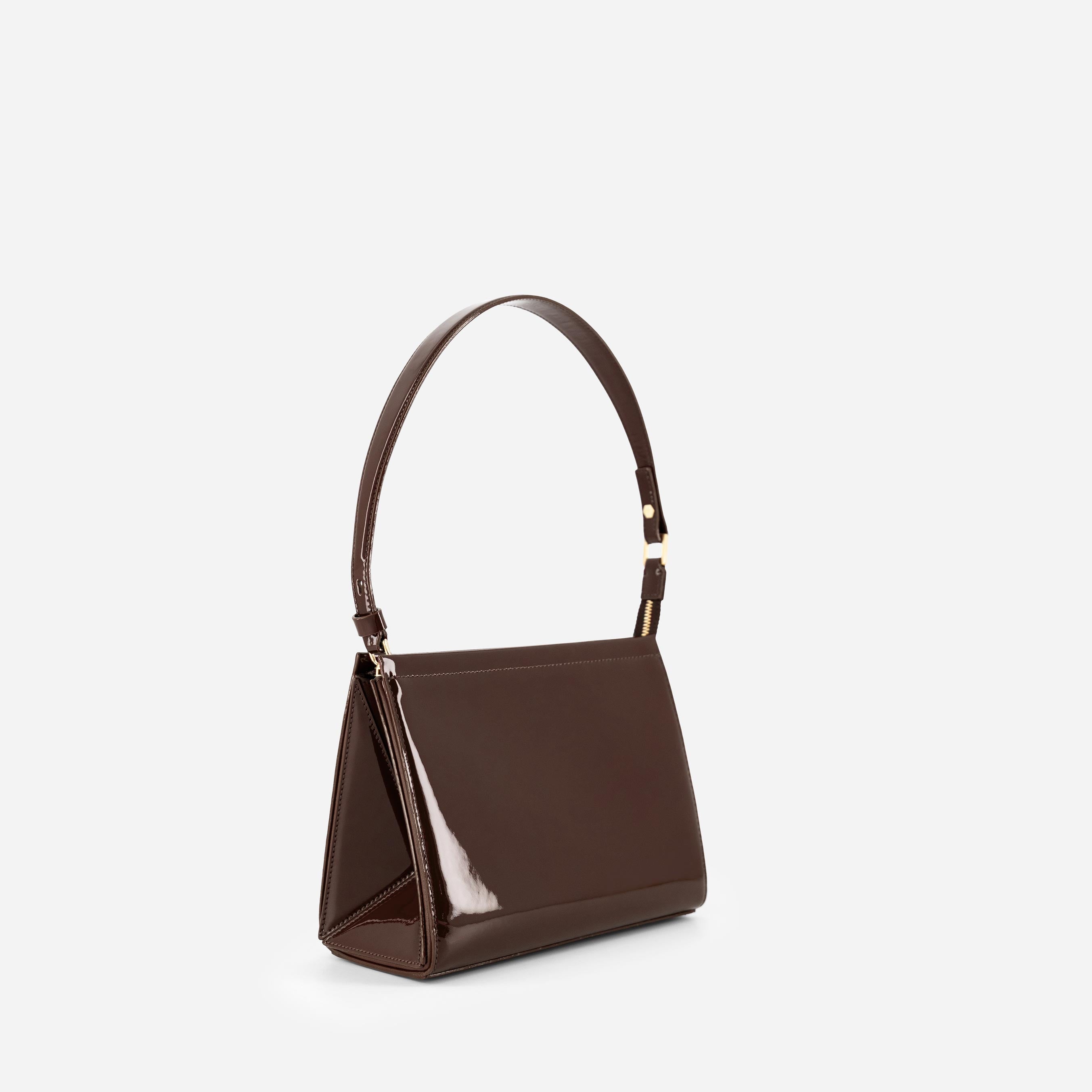 Medium Triangle Pouch - Patent Brown