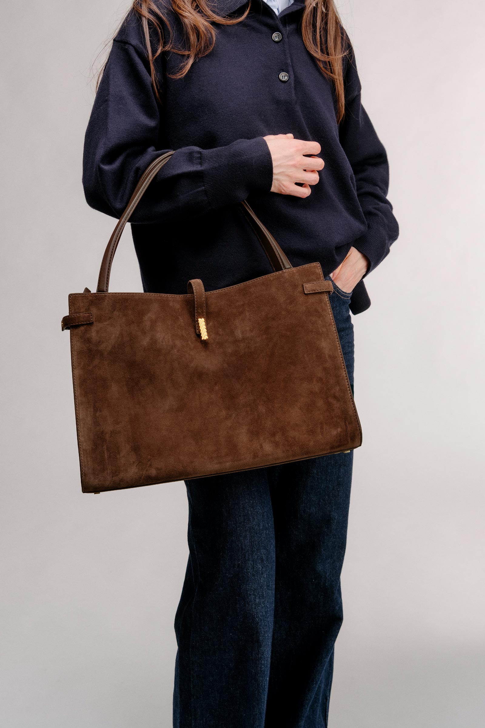 Isla Tote - Suede Espresso