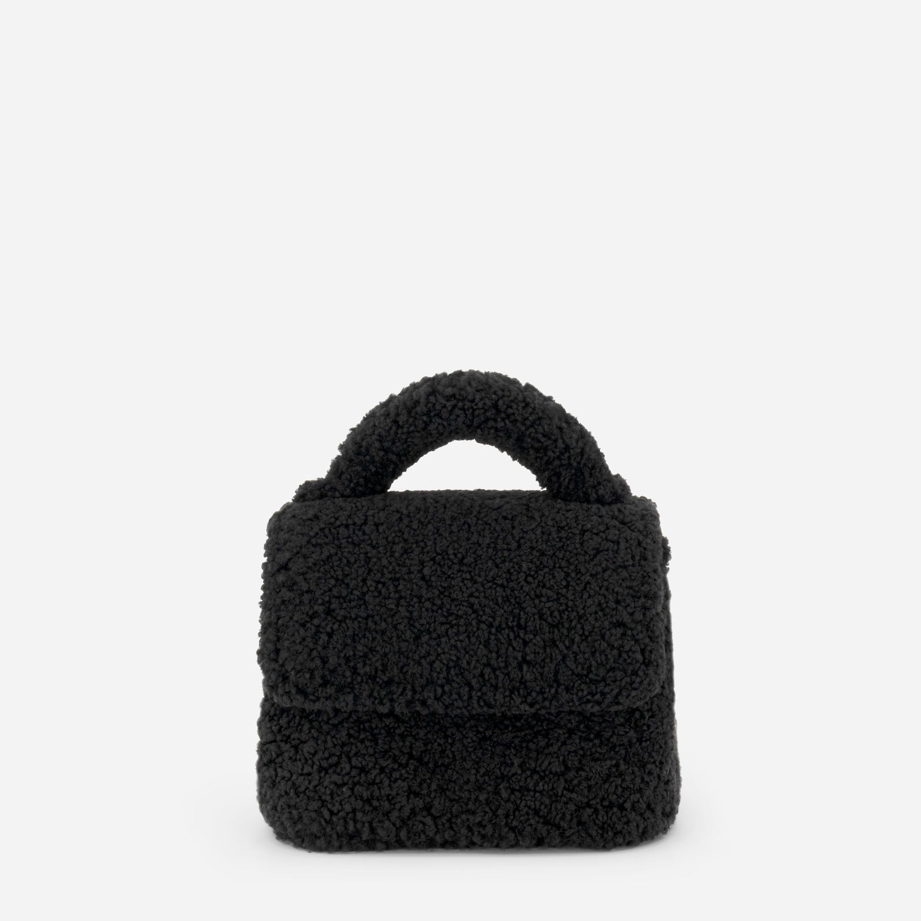 Faux Fur Convertible Handbag - Black