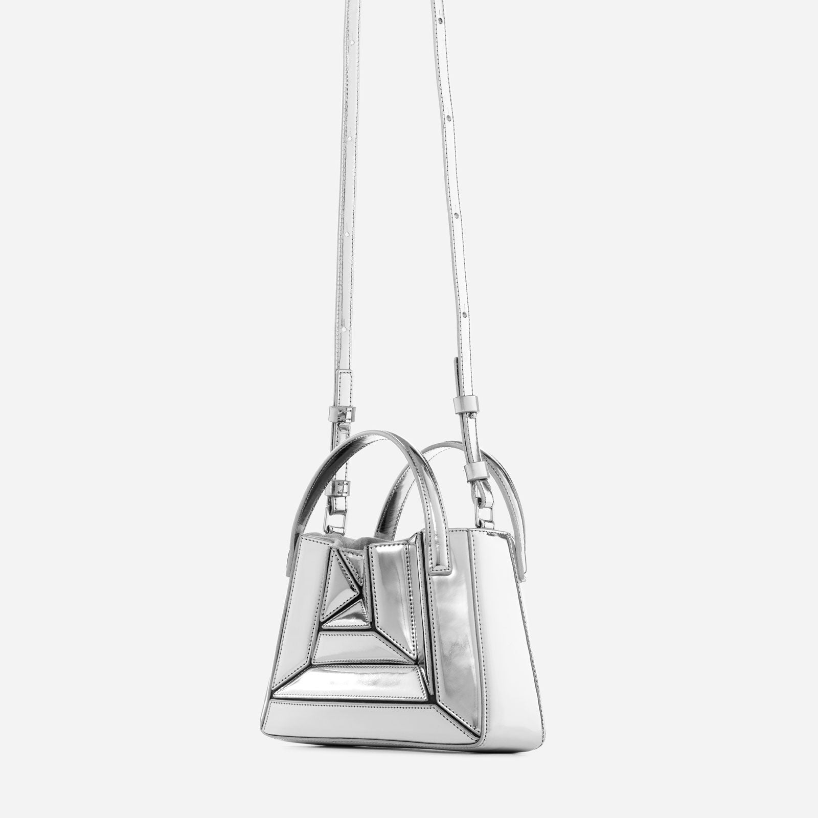 Mirror Bag in Silver Leather